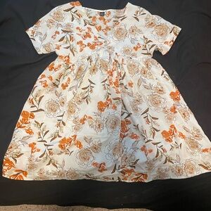 SHEIN Floral Dress in Orange and Cream